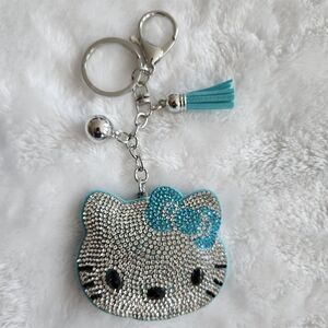 Hello Kitty Blue Rhinestone Keychain Bag Charm